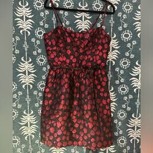 Chelsea & Violet Shimmery Red & Black Party Dress w Spaghetti Straps